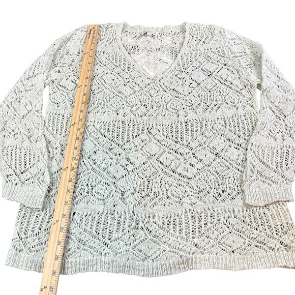 Joseph A Top Sz Large Crochet Mint Green Cotton Boho Coquette Open Knit Sweater - Picture 12 of 12